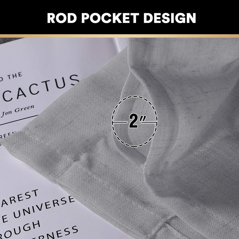 PrinceDeco Dove Grey Linen Curtains for Bedroom Linen Window Curtains 84 Inches Long Light Filtering Country Rustic Linen Curtains for Living Room,2 Panels, 52" W x 84" L - Image 4